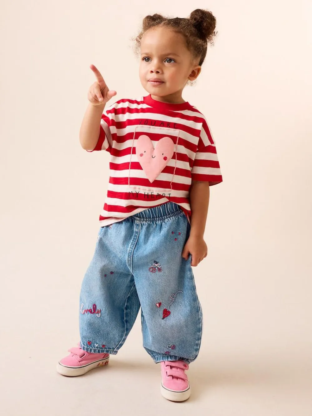 Outlet Next Mid Blue Galentines Embroidered Jeans (3mths-7yrs)