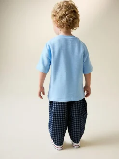 Online Next Barrel Jeans (3mths-7yrs) Mid Blue Gingham