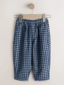 Online Next Barrel Jeans (3mths-7yrs) Mid Blue Gingham