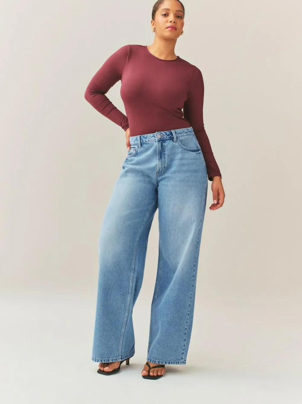 Best Next Hourglass Wide Leg Jeans Mid Blue