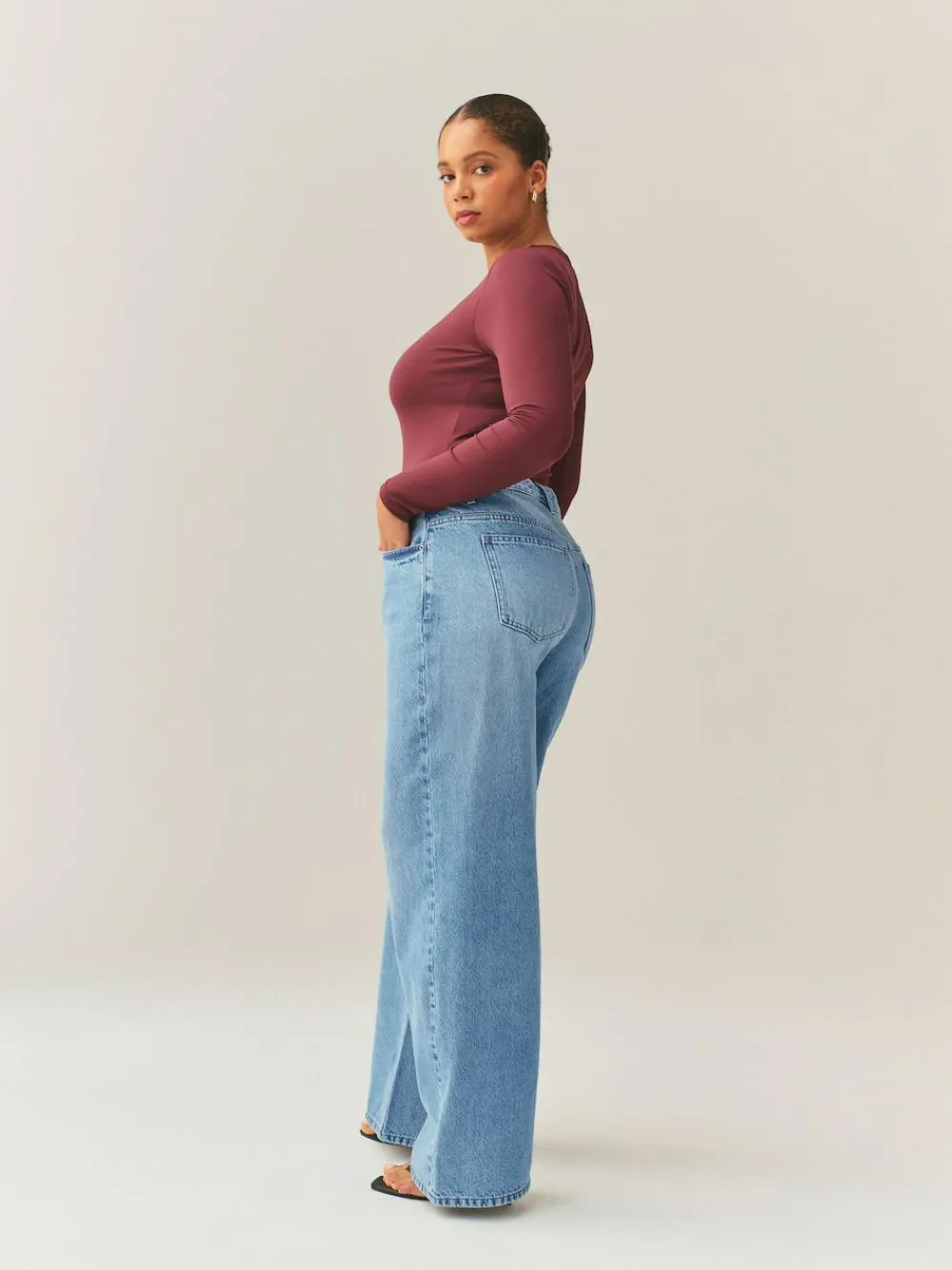 Best Next Hourglass Wide Leg Jeans Mid Blue
