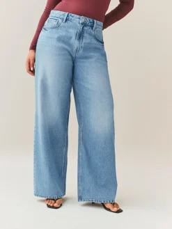 Best Next Hourglass Wide Leg Jeans Mid Blue