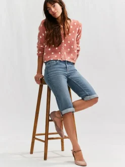 Outlet Next Knee Length Bermuda Denim Shorts Mid Blue