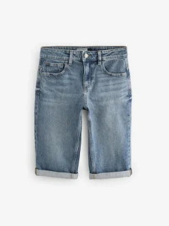 Outlet Next Knee Length Bermuda Denim Shorts Mid Blue