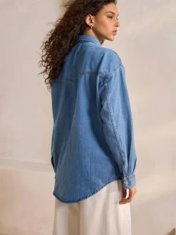 Sale Next Mid Blue Oversize Denim Shirt