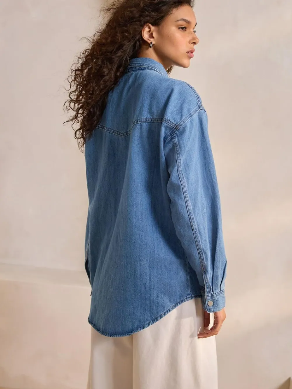 Sale Next Mid Blue Oversize Denim Shirt