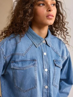 Sale Next Mid Blue Oversize Denim Shirt