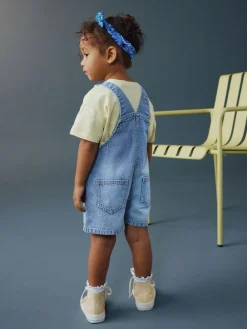 Best Next Mid Blue Plain Denim Dungarees (3mths-7yrs)