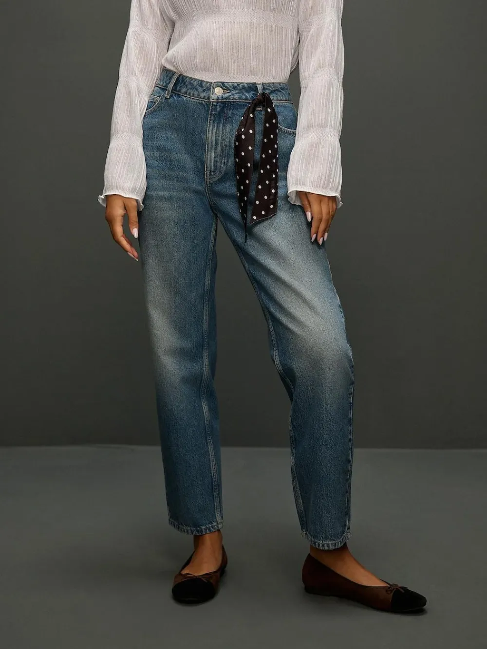 Next Mid Rise Ankle Straight Leg Jeans With Scarf^Women Jeans|Jeans
