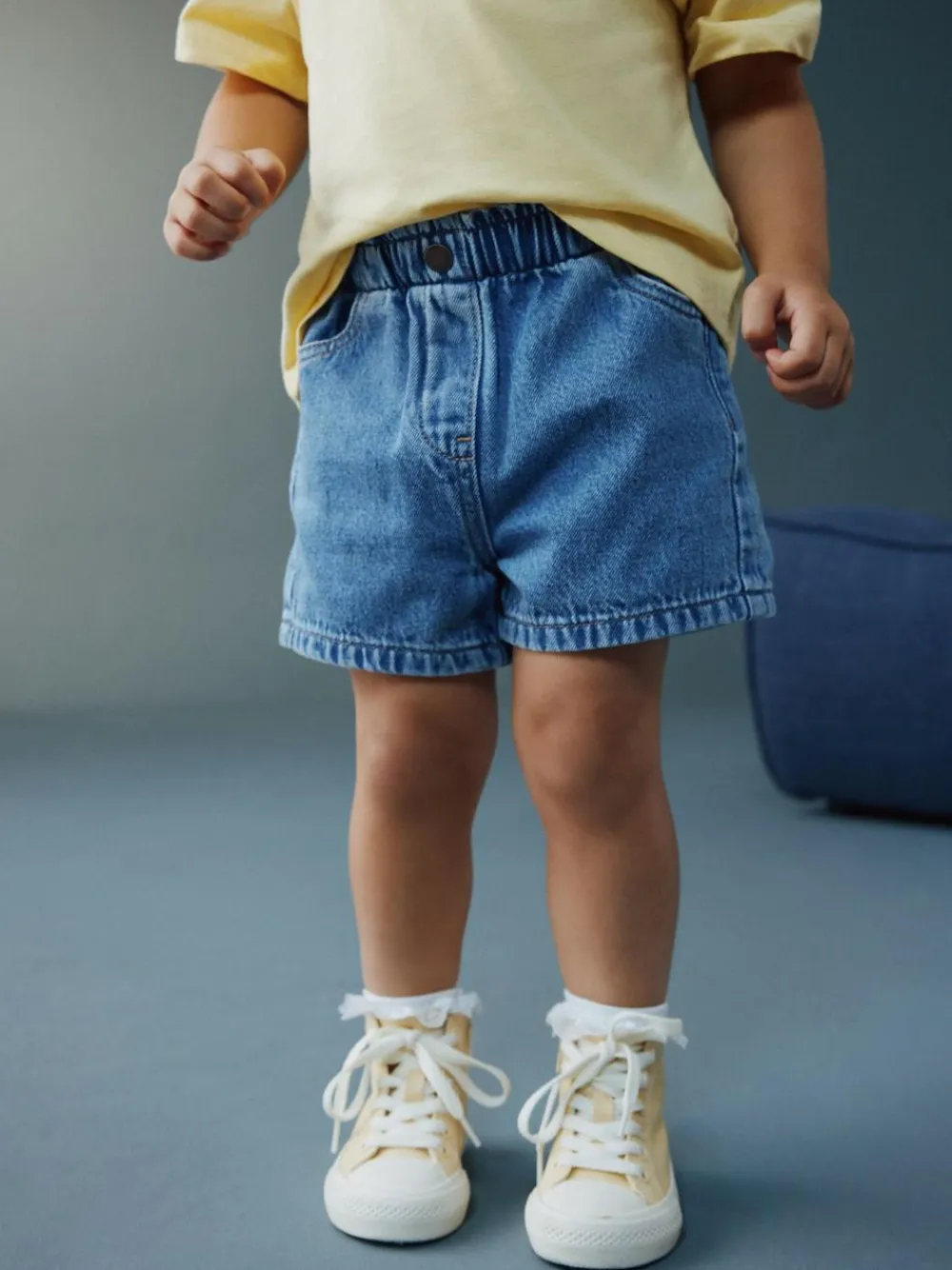 New Next Pull On Denim Shorts (3mths-10yrs) Mid Blue