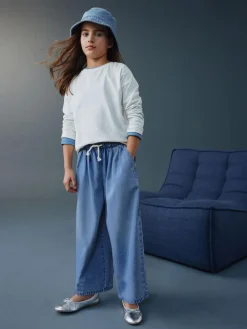 Next Pullon Barrel Jeans (3-16yrs) Mid Blue