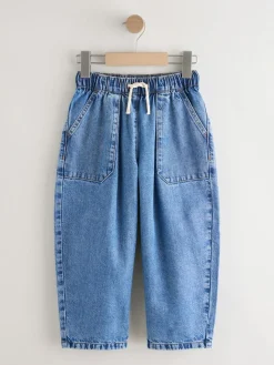 Next Pullon Barrel Jeans (3-16yrs) Mid Blue