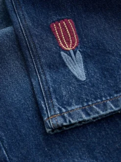 Next Mid Blue Regular Fit Floral Embroidered Straight Leg Jeans (3-16yrs)^ Jeans