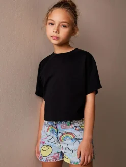 Next Mid Blue SmileyWorld® Graffiti Print Denim Shorts (3-16yrs)^ Shorts & Skirts