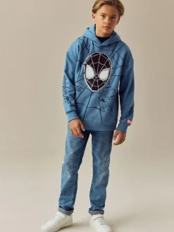 New Next Mid Blue Spiderman Flip Sequin Hoodie (3-16yrs)