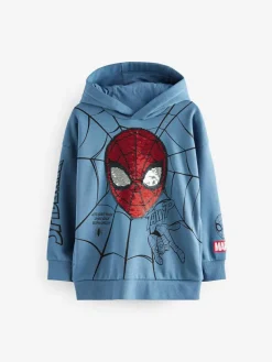 New Next Mid Blue Spiderman Flip Sequin Hoodie (3-16yrs)