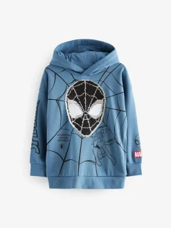 New Next Mid Blue Spiderman Flip Sequin Hoodie (3-16yrs)