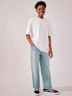 Next Mid Blue Wide Fit Authentic Jeans (3-16yrs)^BOY Jeans|Jeans