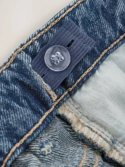 Next Mid Blue Wide Fit Wide Floral Print Embellished Jeans (3-16yrs)^ Jeans