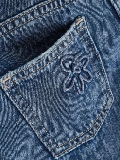 Next Mid Blue Wide Fit Wide Floral Print Embellished Jeans (3-16yrs)^ Jeans