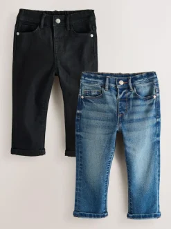 Next Mid Blue/Black Denim 2 Pack Regular Fit Comfort Stretch Jeans (3mths-7yrs)