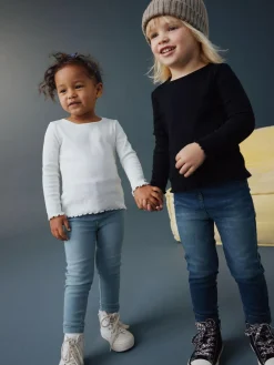 Next Mid Blue/Light Blue Denim 2 Pack Elasticated Waist Jeggings (3mths-7yrs)^ Multipacks|Jeans & Joggers