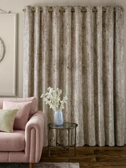 Best Next Collection Luxe Heavyweight Chic Velvet Abstract Eyelet Lined Curtains Mid Natural