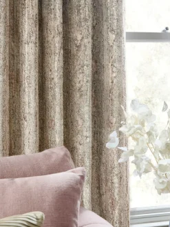 Best Next Collection Luxe Heavyweight Chic Velvet Abstract Eyelet Lined Curtains Mid Natural