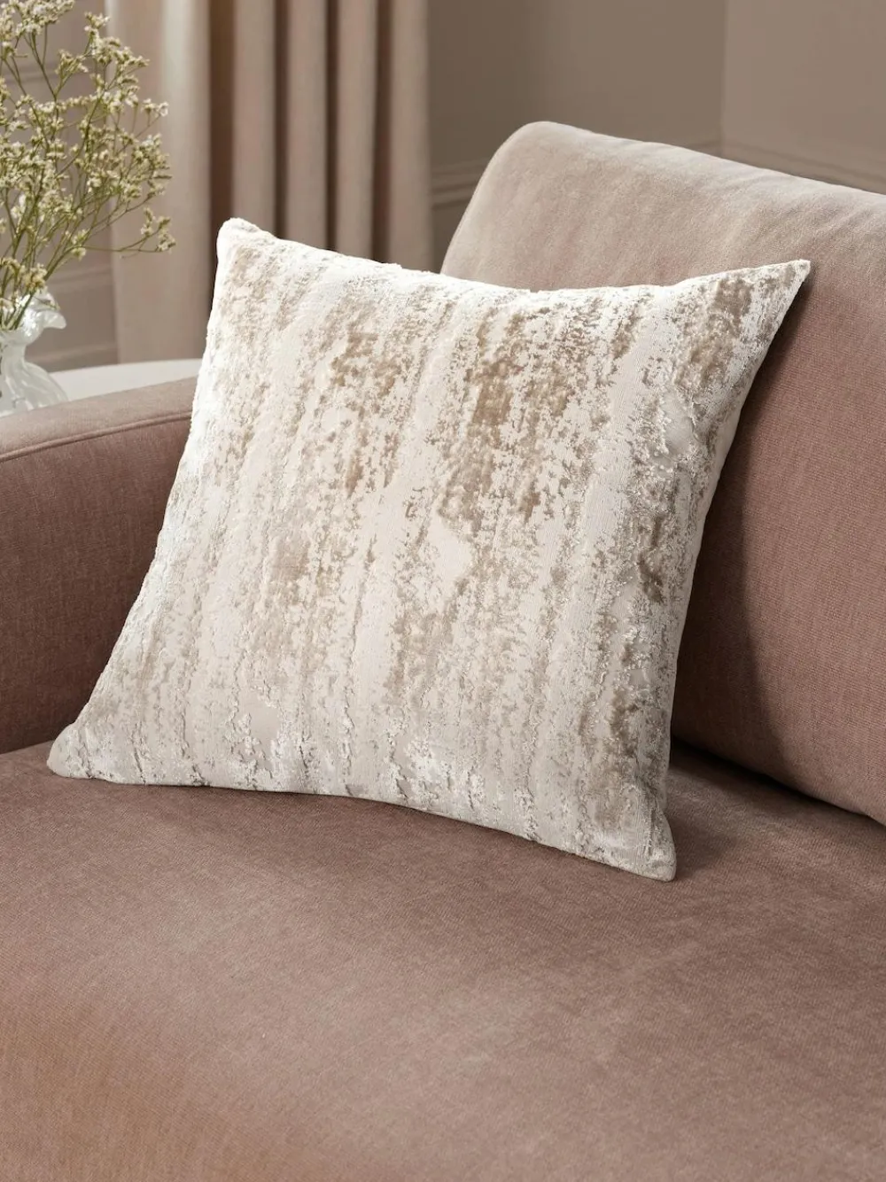 Discount Next Collection Luxe 43 x 43cm Fem Chic Velvet Abstract Cushion Mid Natural