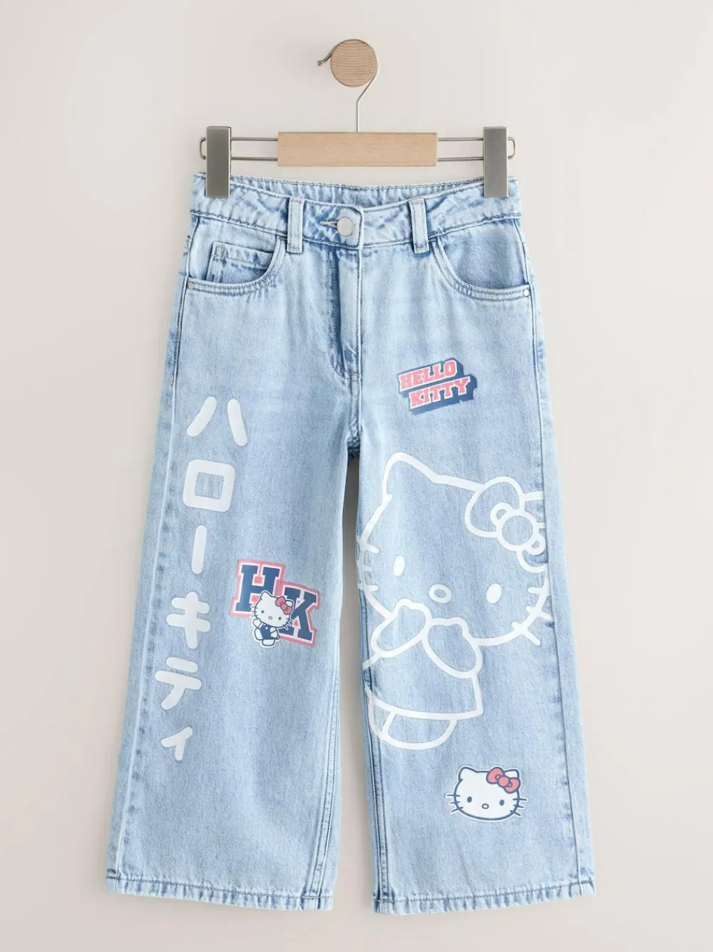 Next Mid Wash Hello Kitty Wide Leg Jeans (3-16yrs)^ Jeans