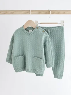 Next Baby Textured Knitted 100% Cotton Jumper and Leggings Set (0mths-3yrs)^BOY Baby Boys|Baby Boys