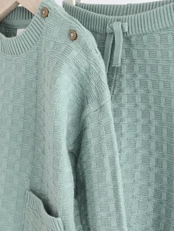 Next Baby Textured Knitted 100% Cotton Jumper and Leggings Set (0mths-3yrs)^BOY Baby Boys|Baby Boys