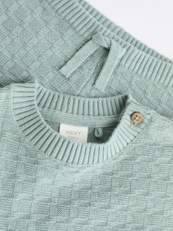 Next Baby Textured Knitted 100% Cotton Jumper and Leggings Set (0mths-3yrs)^BOY Baby Boys|Baby Boys