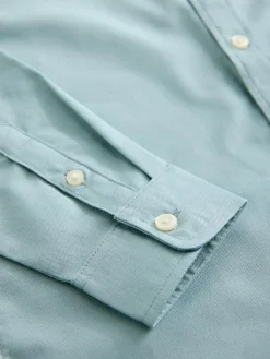 Hot Next Long Sleeve Grandad Collar Oxford Shirt (3-16yrs) Mineral Green