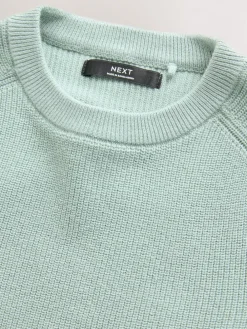 Next Mineral Green Without Stag Cotton Crew Neck Knitted Jumper (3-16yrs)^BOY Knitwear & Sweaters|Knitwear