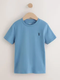 Outlet Next Mineral Green/Blue Short Sleeve Stag Embroidered T-Shirts 4 Pack (3-16yrs)