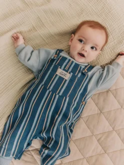 Next Mineral Stripe Baby Woven Dungaree and Bodysuit Set (0mths-2yrs)^BOY Dungarees