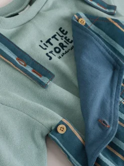 Next Mineral Stripe Baby Woven Dungaree and Bodysuit Set (0mths-2yrs)^BOY Dungarees