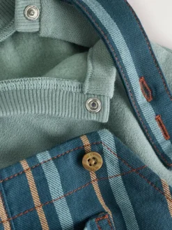Next Mineral Stripe Baby Woven Dungaree and Bodysuit Set (0mths-2yrs)^BOY Dungarees