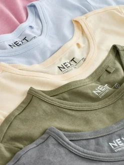 Online Next Crew Neck Cotton Rich T-Shirts 5 Pack Minerals