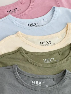 Online Next Crew Neck Cotton Rich T-Shirts 5 Pack Minerals