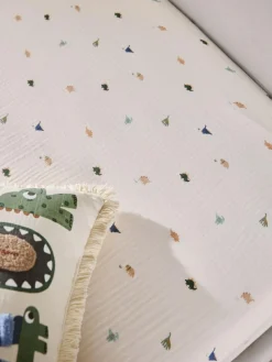Next Mini Dino 100% Cotton Muslin Fitted Sheet^ Bedsheets & Pillow Cases