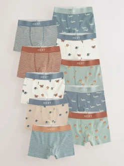 Next Mini Safari Print Trunks 10 Pack (1.5-16yrs)^BOY Multipacks|Underwear