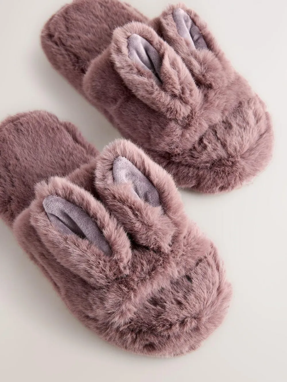Next Mink Brown Bunny Faux Fur Slider Slippers^Women Slippers|All Night & Lounge