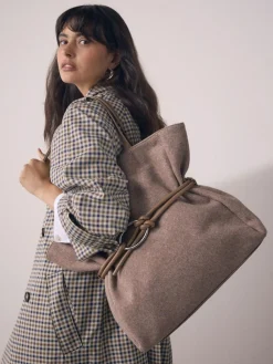 Next Mink Brown Felt Belted Shoulder Bag^Women Bags