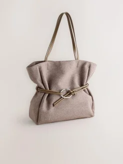 Next Mink Brown Felt Belted Shoulder Bag^Women Bags