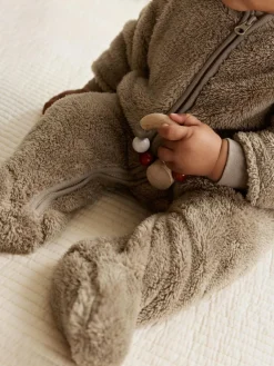 New Next Mink Brown Fleece Baby Pramsuit