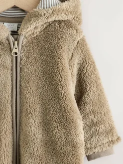 New Next Mink Brown Fleece Baby Pramsuit