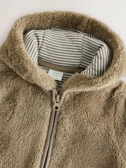 New Next Mink Brown Fleece Baby Pramsuit