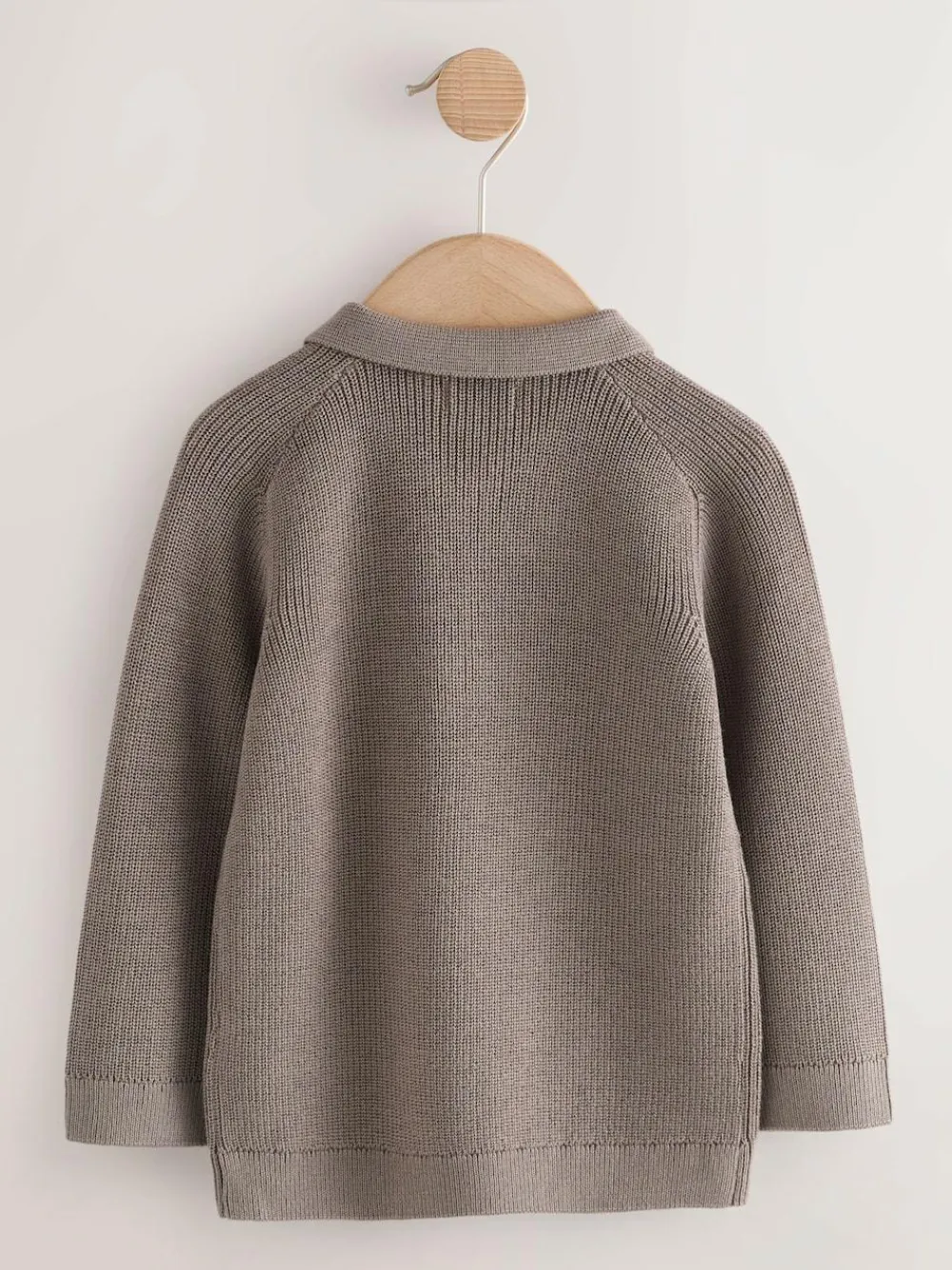 Outlet Next Long Sleeve Quarter Zip Knitted Polo Shirt (3mths-7yrs) Mink Brown